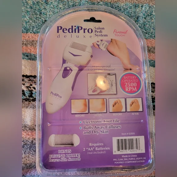 Pedi pro deluxe battery operated electronic foot file-white/purple - Picture 2 of 3